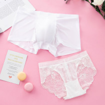 Couple underwear set passion transparent two hot temptation personality lace Ice Silk no trace pure cotton stall women