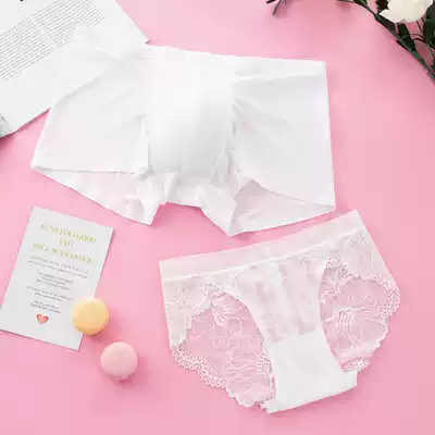 Couple underwear set fun passion transparent double hot temptation personality lace ice silk seamless cotton women