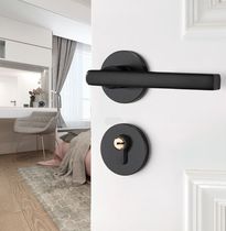 Bedroom door lock indoor household mute solid wood door door lock universal split black handle bathroom lock