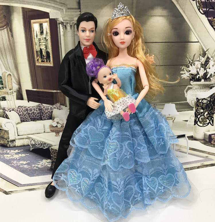 Cô gái chơi nhà Babi công chúa và chàng hoàng tử búp bê cặp phù hợp với hộp quà lớn đồ chơi đám cưới - Búp bê / Phụ kiện
