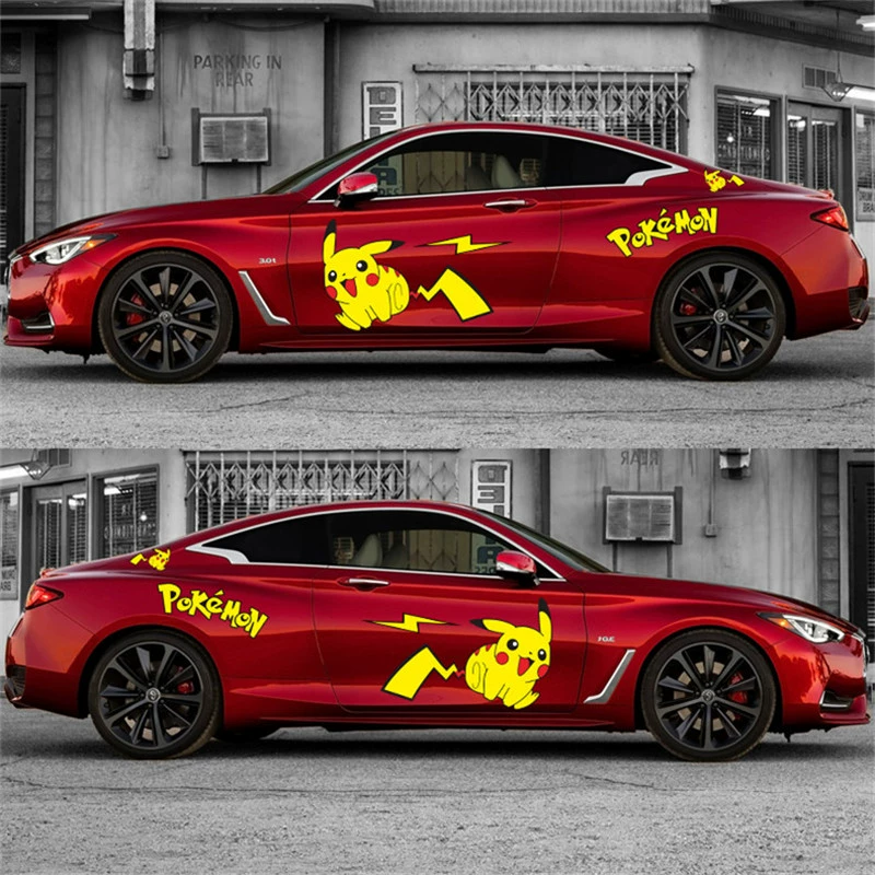 Pikachu dán xe ô tô dán phim hoạt hình dễ thương cửa xe chống trầy xước bao phủ cơ thể miếng dán sáng tạo cá tính dán xe dán nóc xe ô tô 