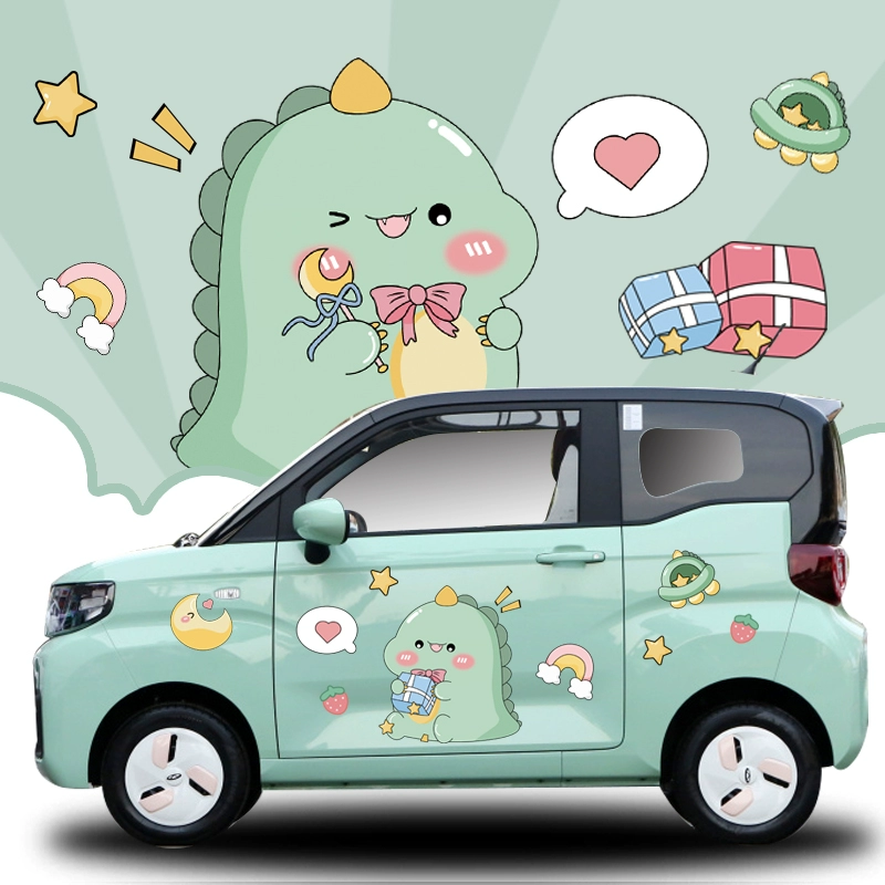 đề can dán xe ô tô Nhãn dán xe ô tô Wuling Hongguang miniev trang trí khủng long nhỏ dễ thương Leviathan Chery nhãn dán xe kem tem xe ô tô thể thao tem dán kính lái ô tô 