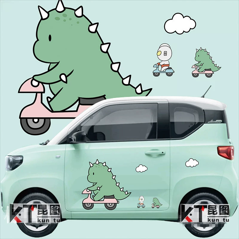 đề can dán xe ô tô Nhãn dán xe ô tô Wuling Hongguang miniev trang trí khủng long nhỏ dễ thương Leviathan Chery nhãn dán xe kem tem xe ô tô thể thao tem dán kính lái ô tô 