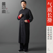 Old India-China style upright collar high-end disc buckle long-shirt male country wind turning sleeve Tangclothing male Chinese wind wardrobes sound bigots