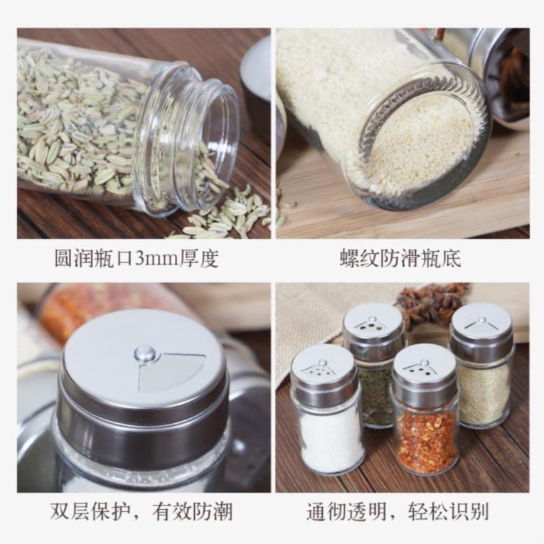 Tableware pores pepper bottles, receive a box transparent household size classification of portable spice BBQ