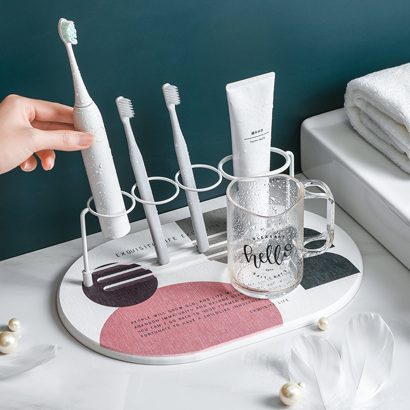 Electric toothbrush holder holder diatom mud shelf base holder Nordic creative household washing cup toothpaste holder