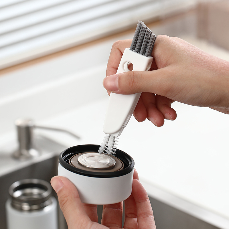 Insulated Cup Lid Gap Brush, Kitchen Cleaning Cup Brush, Groove Cleaning Brush, Magic Three-In-One Small Brush for Hard-To-Reach Areas