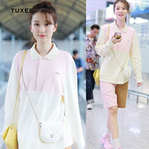 TUXEE2020 new johine star airport street pat on the same clothes polo collar Collared Long Sleeve Sweater Woman