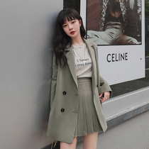 Hong Kong style retro chic dress two-piece spring and autumn 2021 new high-end feel fried street Net red suit jacket women