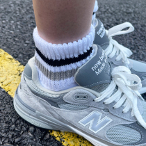 Middle Helper Hair Circles Bottom Socks Striped minimalist 100 lap all cotton men and women socks Personality retro Chaostocking