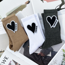 kim Peach Hearts Socks Outwear Matching Shark Pants Mid-Barrel Japan-South Korea Boom Socks Girls Pure Cotton Nets Red Street 100 Hitch Socks