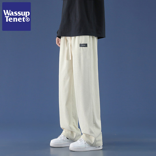 Wassup Tenet Corduroy Casual Pants for Men, Drapey Straight-Leg Versatile Loose-Fitting Sports Trendy Brand Couple's Long Pants