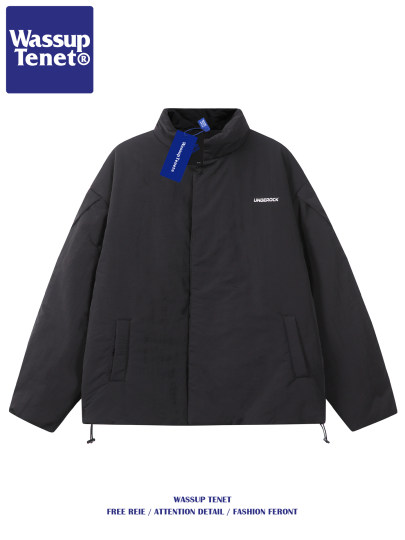 Wassup Tenet Winter Simple Solid Color Stand-Up Collar Cotton Jacket Men's Trendy Brand Loose Warm Versatile Couple Cotton Coat