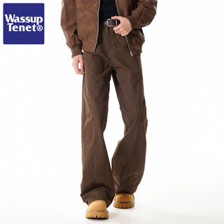 Wassup Tenet American Retro Straight-Leg Work Pants for Men, Autumn Trendy Brand Couple's Loose Casual Versatile Long Pants