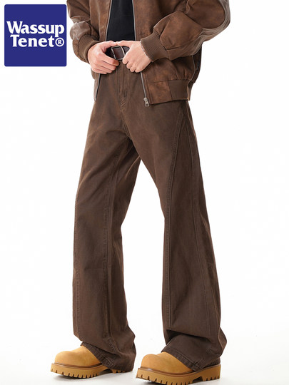 Wassup Tenet American Retro Straight-Leg Cargo Pants for Men, Autumn Trendy Brand, Couple's Loose Casual Versatile Long Pants