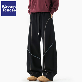 Wassup Tenet American-Style Color-Blocking Hasselblad Line Curved Sports Sweatpants for Men, Spring Trendy Straight-Leg Casual Long Pants