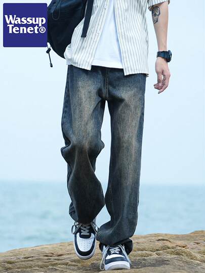 Wassup Tenet Autumn and Winter Loose Trendy Jeans Men's Straight Casual Wide-Leg American Style Long Pants