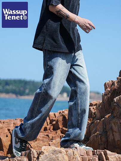 Wassup Tenet Autumn and Winter Loose Trendy Jeans Men's Straight Casual Wide-Leg American Style Long Pants