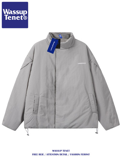 Wassup Tenet Winter Simple Solid Color Stand-Up Collar Cotton Jacket Men's Trendy Brand Loose Warm Versatile Couple Cotton Coat