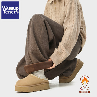 Wassup Tenet American-Style Heavyweight Fleece-Lined Thick Casual Pants for Men, Autumn and Winter Trendy Brand Warm Straight-Leg Long Pants