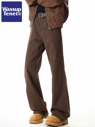 Wassup Tenet American Retro Straight-Leg Cargo Pants for Men, Autumn Trendy Brand, Couple's Loose Casual Versatile Long Pants