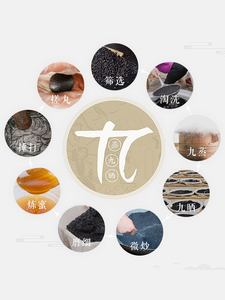 Pujiang Nine Steamed and Nine Sun-Dried Black Sesame Balls Official Flagship Store Authentic Taoist Fasting Pills Handmade Black Sesame Balls Snacks