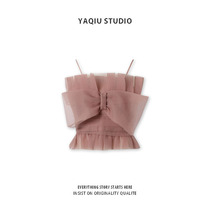 Pure wind bow small camisole vest summer wear design sense niche solid color short bra top