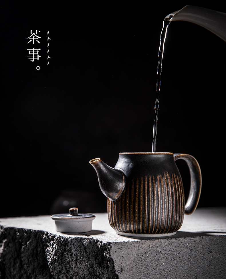 Namely the content contracted Japanese ceramic manual variable glaze thick clay miniature teapot hand scraping grain ceramic tea set kung fu tea pot