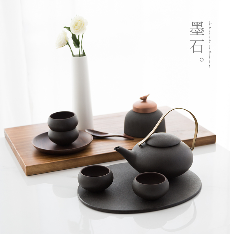 The content coarse pottery suit household jingdezhen ceramic teapot teacup tea contracted household kung fu tea set