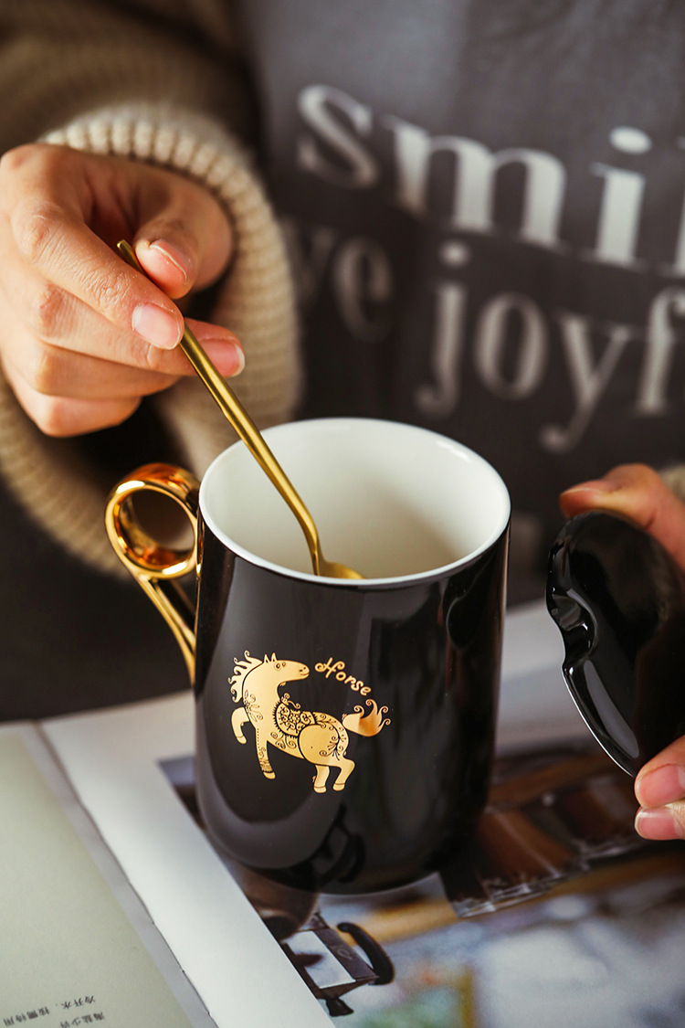 The content of creative cartoon zodiac ceramic mugs move office coffee cup tea cup