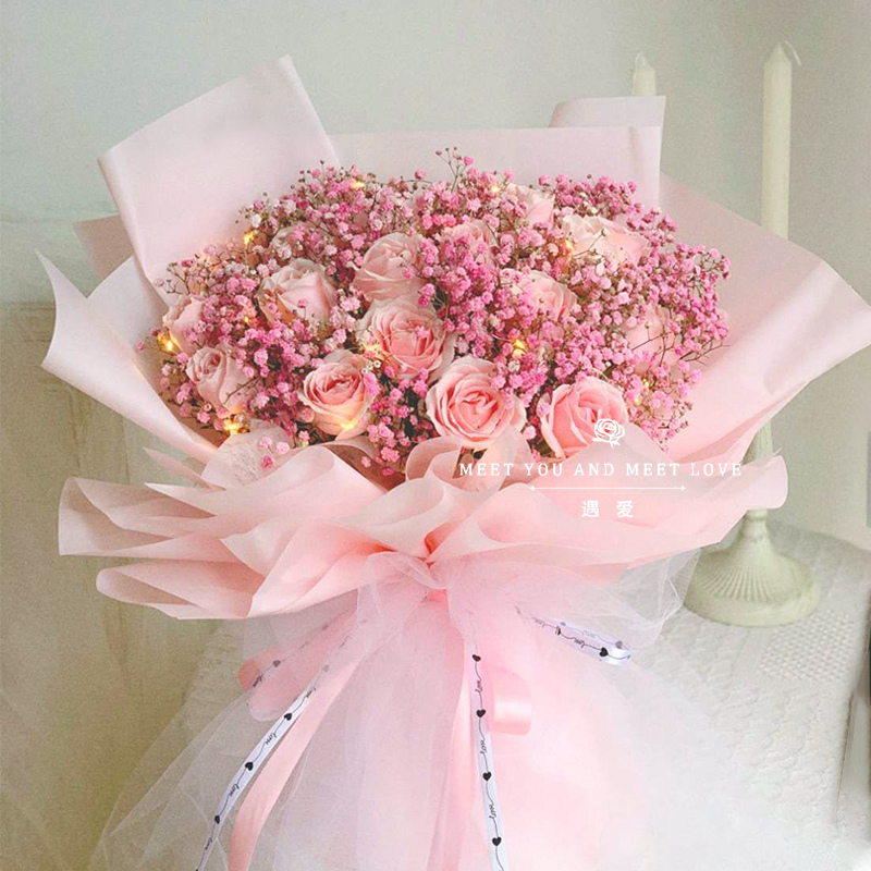 Rose and Baby's Breath Bouquet for Birthday Gift to Girlfriend or Elders, Flower Delivery from Guangzhou, Shenzhen, Beijing, Hangzhou Flower Shop Rose and Baby's Breath Bouquet for Birthday Gift to Girlfriend or Elders, Flower Delivery from Guangzhou, Shenzhen, Beijing, Hangzhou Flower Shop
