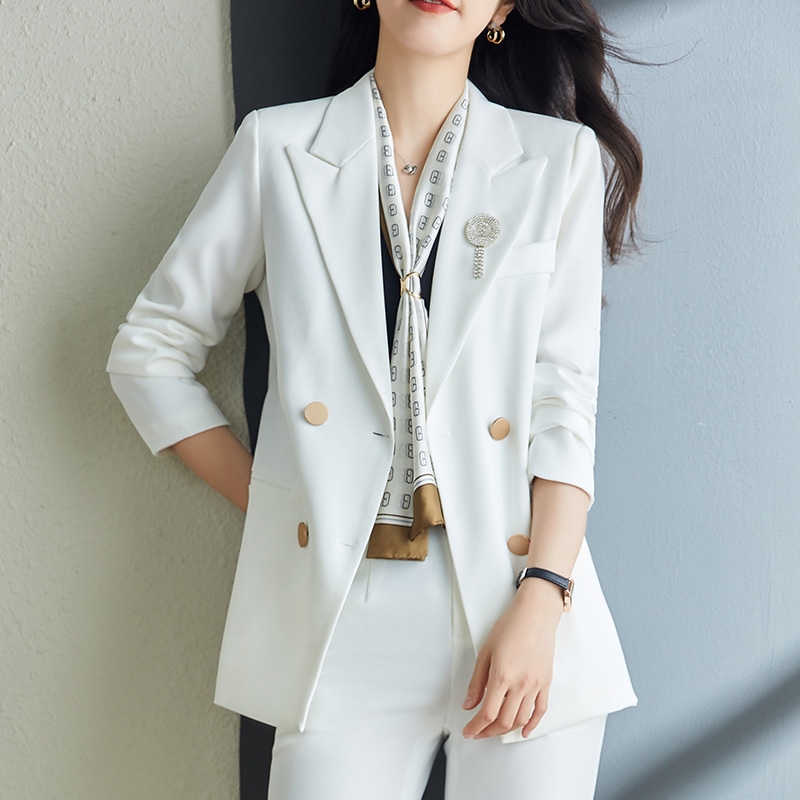 White suit suit women's spring and autumn design sense niche iron-free temperament high-end women's wear goddess fan professional suit