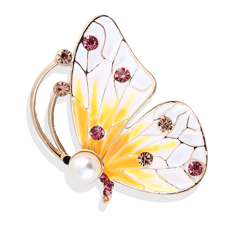 Thời trang Hàn Quốc đồ trang sức dễ thương sơn dầu rhinestone rhinestone ngọc trai bướm côn trùng trâm pin huy hiệu phụ nữ - Trâm cài trâm hoa cài áo