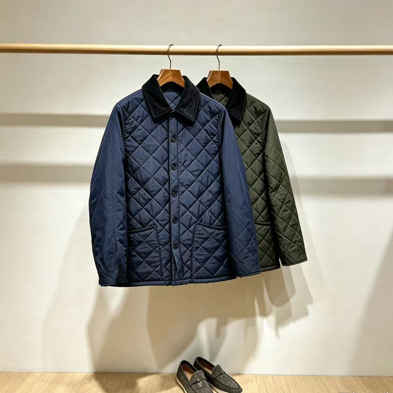 Italian-Style 3m Sherpa Quilted Jacket Corduroy Lapel Retro Lightweight Waterproof Cotton Coat Autumn and Winter Jacket