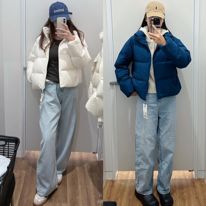 Seamless down Short Jacket for Women/Stand Collar Warm Jacket down Coat 25 Autumn and Winter New Style E478578