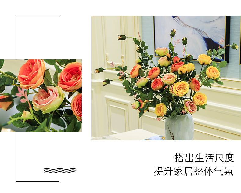 New Chinese style ceramic vase continental table, TV ark, simulation flowers in the sitting room porch flower implement modern bronze decoration