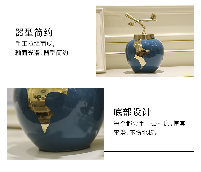 Mesa of new Chinese style ceramic vase retro creative light much dry flower, flower implement home decoration decoration is a sitting room