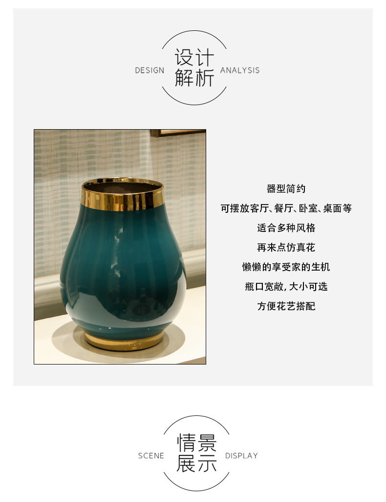 Household example room ceramic vases, flower art suit light key-2 luxury furnishing articles wind sitting room porch Taiwan crispy noodles machine table decoration