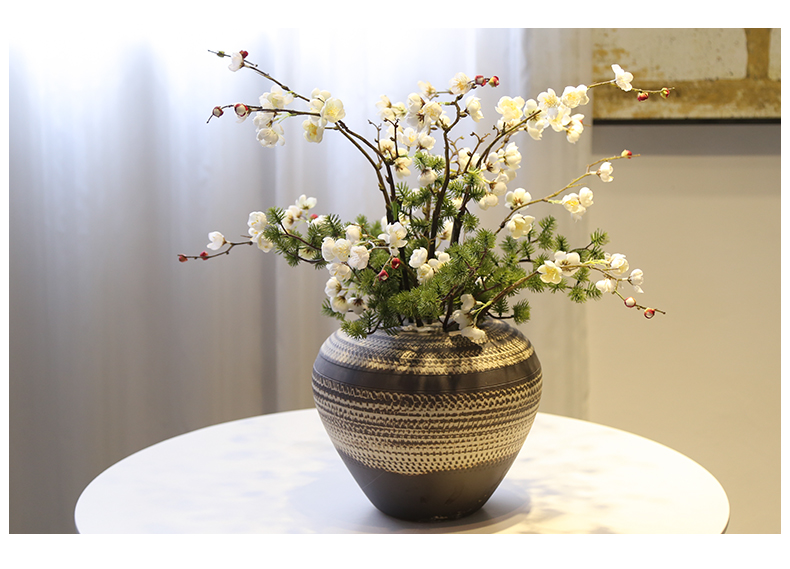 Mesa of jingdezhen coarse pottery vase dated decoration simulation flower flower flower, furnishing articles pottery sitting room decoration