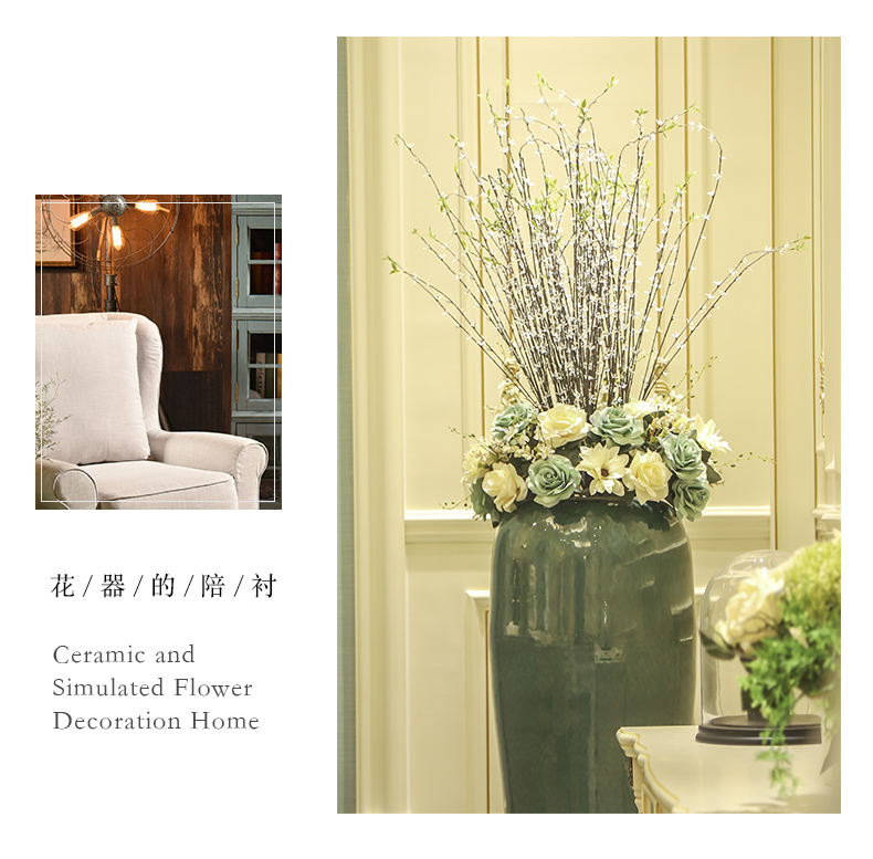 Jingdezhen ceramic landing big Chinese vase sitting room hotel club flower flower implement simulation floral arrangements furnishing articles