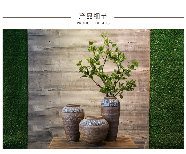 Coarse pottery vase retro mesa jingdezhen household flower earthenware jar creative ceramic sitting room adornment is placed