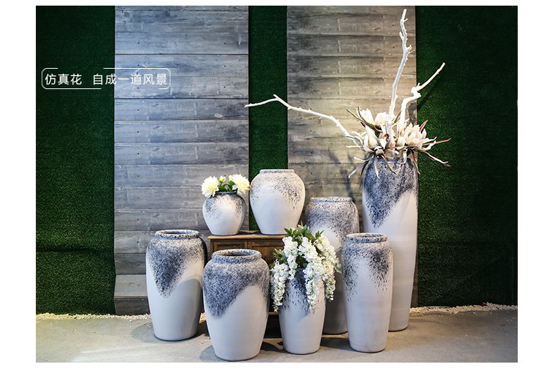 Jingdezhen coarse clay ceramic pottery vases, flower arranging is restoring ancient ways ceramic home sitting room decoration decoration floor furnishing articles