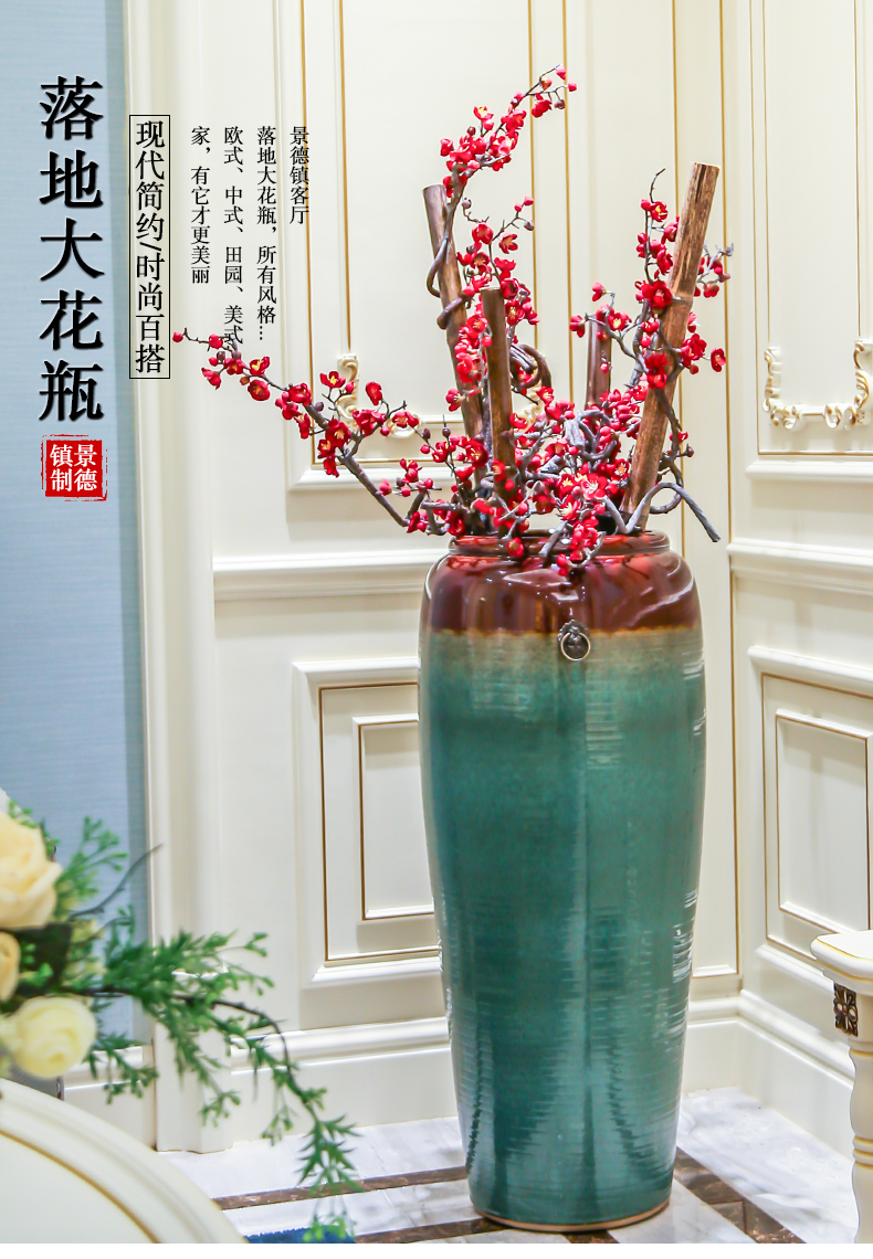 Jingdezhen ceramic large vases, new Chinese style hotel sitting room simulation flower flower arranging furnishing articles club villa decoration decoration