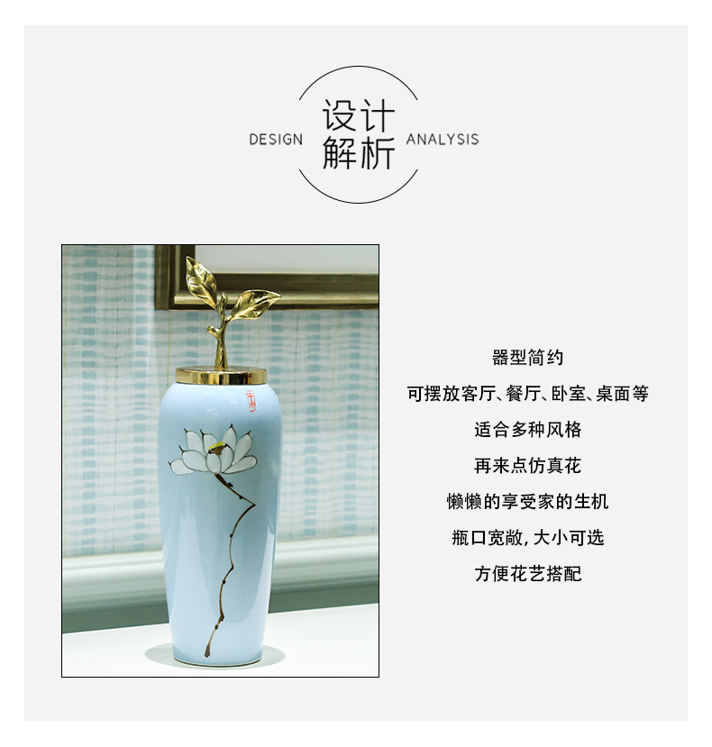 Mesa of I and contracted fashion decorative vase of new Chinese style ceramic flower TV ark place flower implement table decoration