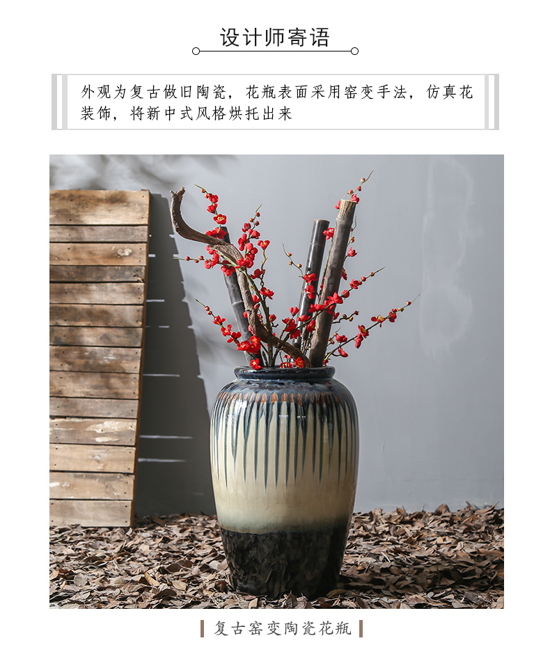 Coarse pottery jingdezhen hotel restoring ancient ways of large POTS ceramic flower vases, flowers simulation flower, adornment is placed