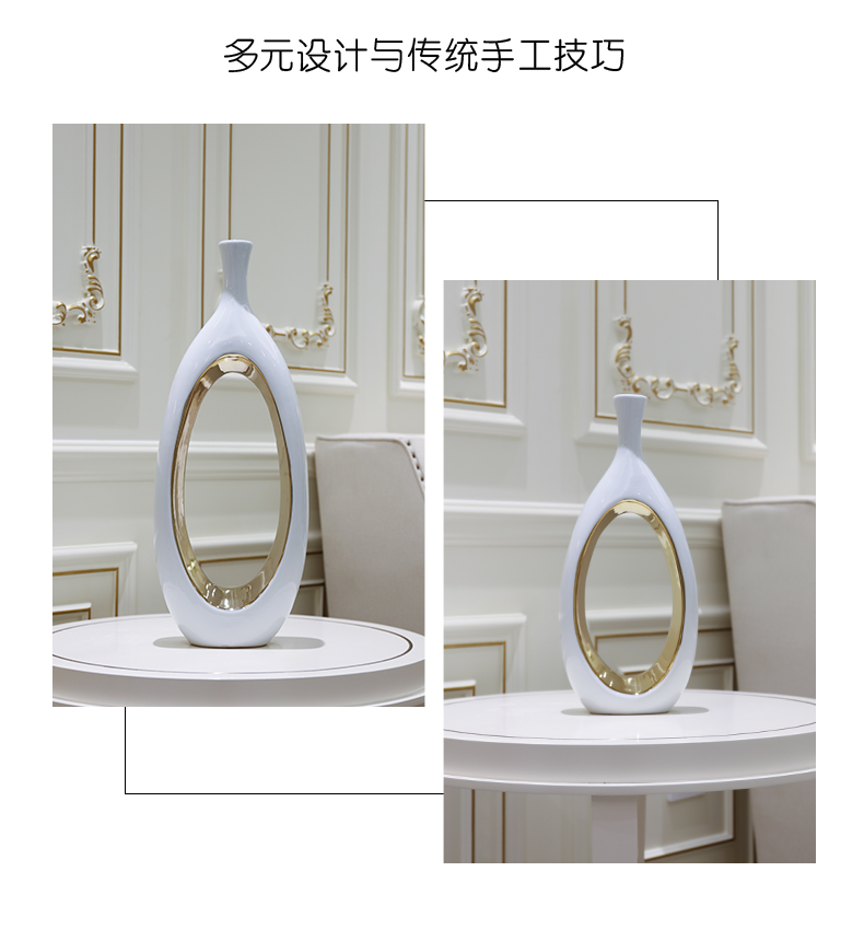 Light European - style key-2 luxury home sitting room adornment handicraft furnishing articles of jingdezhen ceramic flower flower implement TV ark, decoration