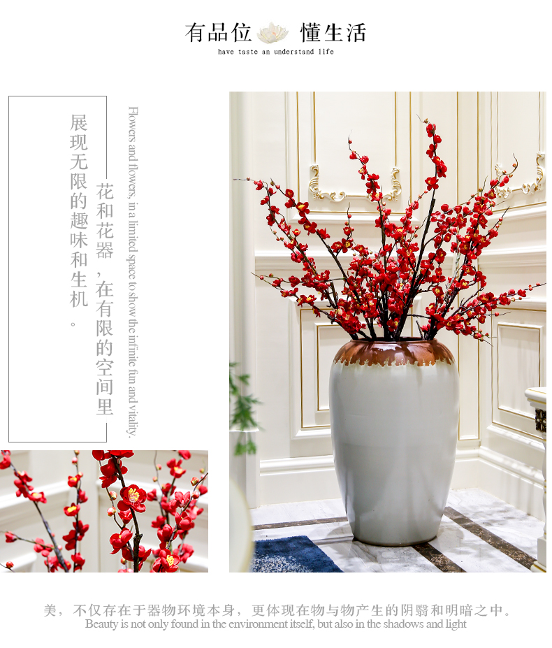 Jingdezhen ceramic floor big vase Nordic I and contracted sitting room the bedroom the flower, flower arrangement, adornment is placed
