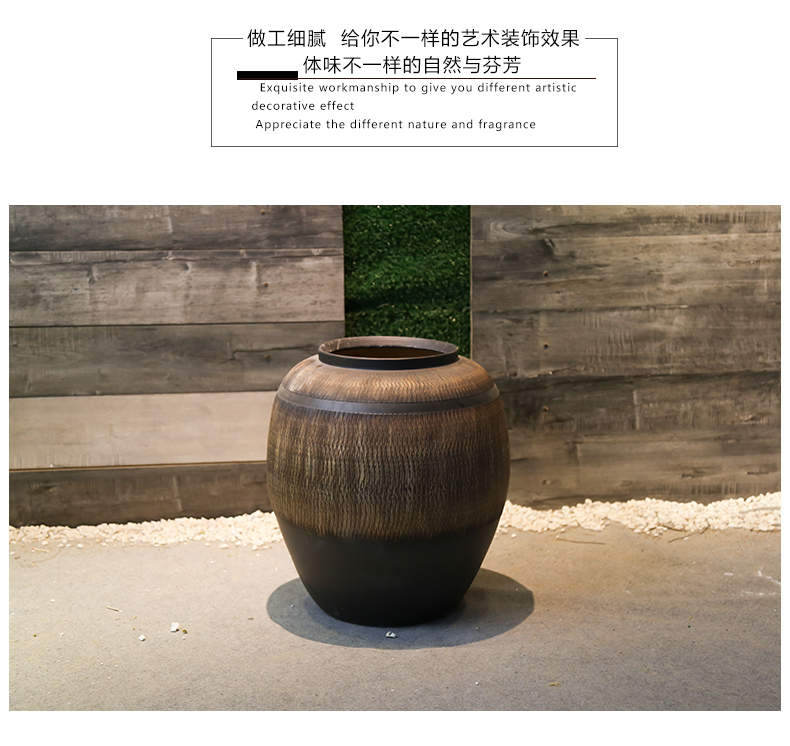 Coarse pottery restoring ancient ways is big flower implement hotel floor clay ceramic simulation flower vase sitting room adornment furnishing articles suit