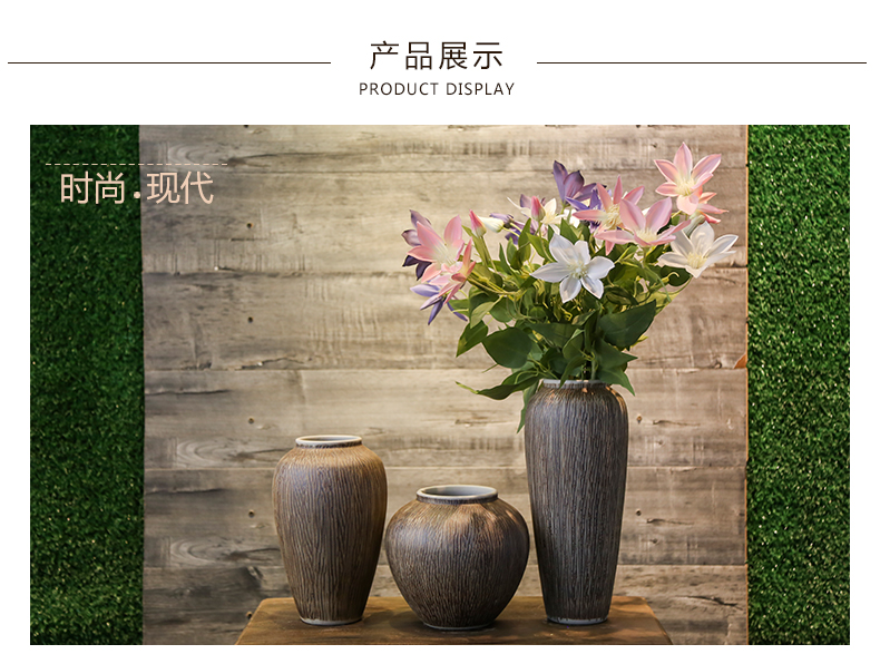 Jingdezhen coarse some ceramic pot vases, flower receptacle household decorative simulation flower, flower art set of living room big furnishing articles