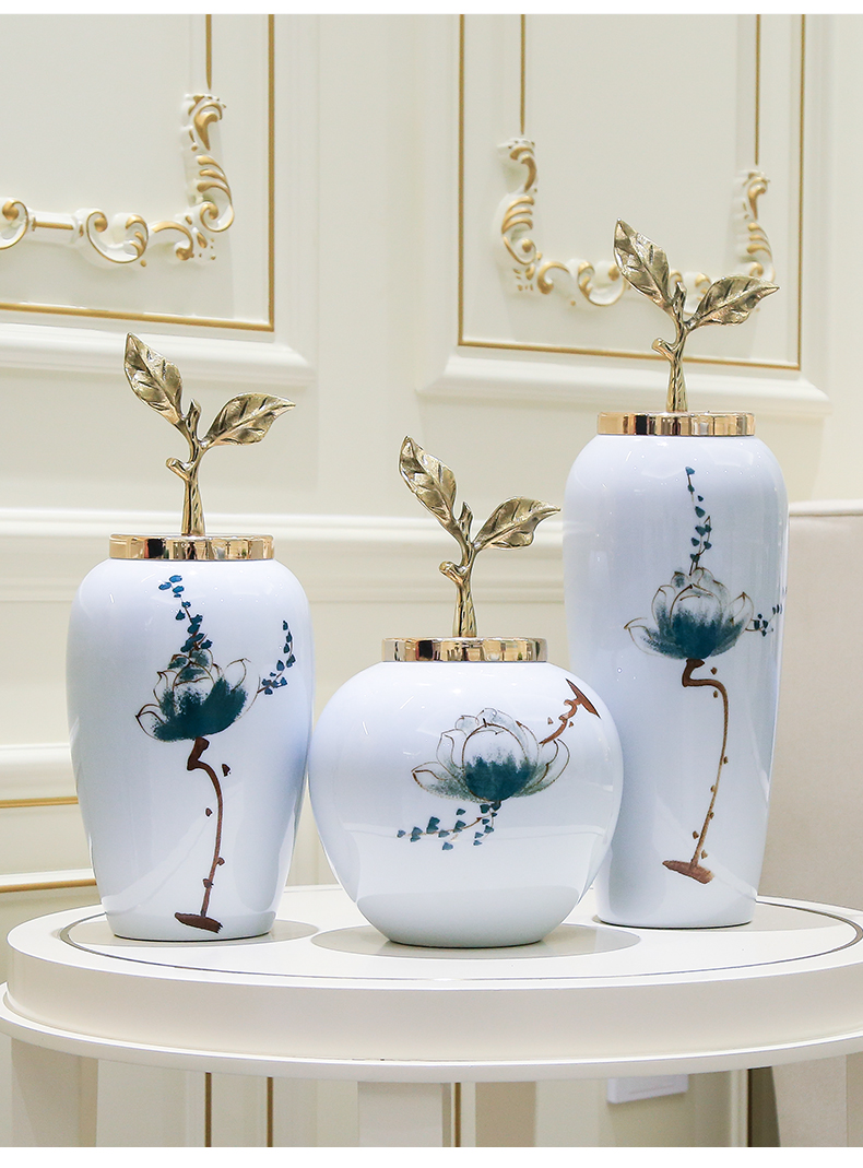 Modern creative home living room TV cabinet ceramic vases, flower art furnishing articles suit decorations desktop flower decoration